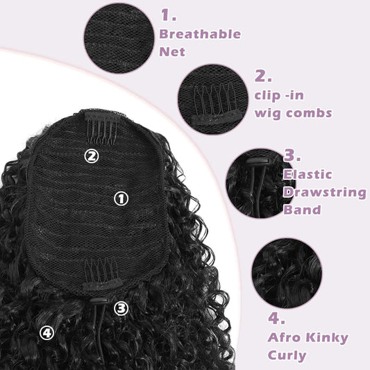 Synthetic Kinky Long Curly Ponytail Hair Extensions