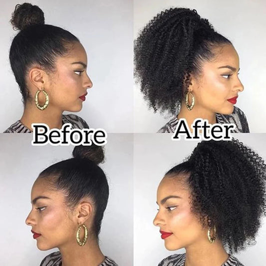 Kinky Curly Hair Ponytail Extensions Clip