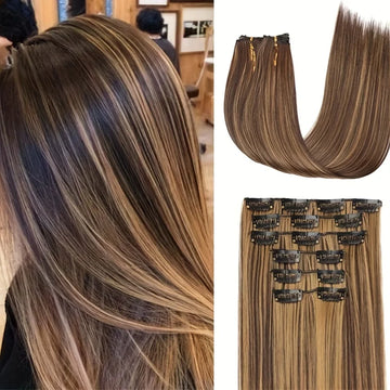 16pcs Clip In Long Straight Hair Extensions