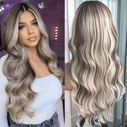 Pre Plucked Long Wavy Synthetic Lace Wig for Women