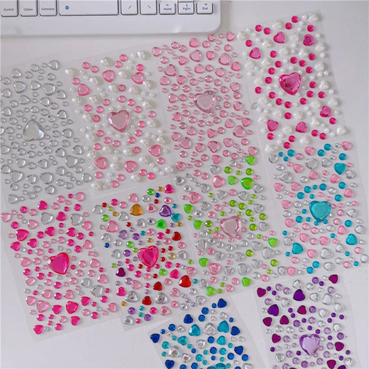 Mixed Size 3D Heart Love Gem Stickers