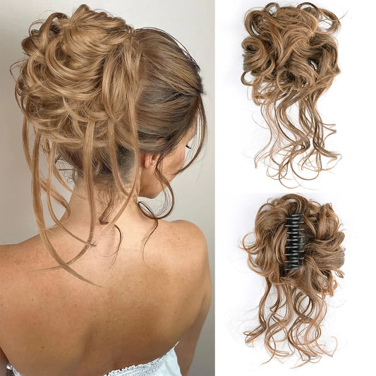 Women Messy Curly Fluffy Hair Bun