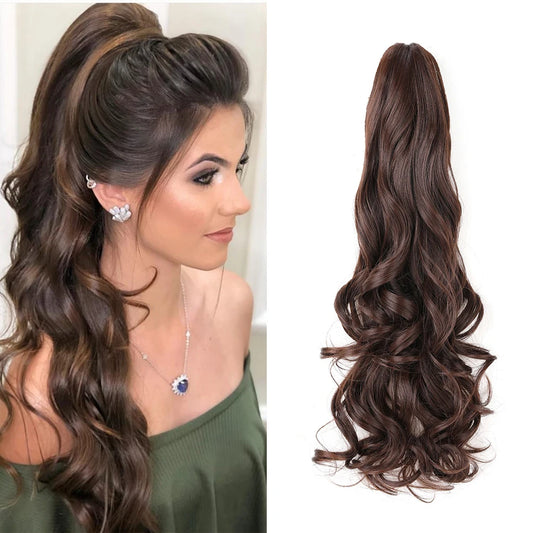 Synthetic Claw Clip in Hairpiece Curly Wavy Ponytail