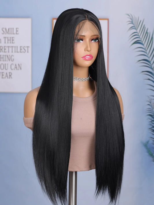 Synthetic Straight Lace Front Chemical Fiber Wig