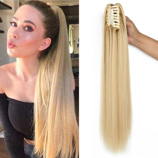 Synthetic Long Straight Claw Clip On Ponytail Hair Extension